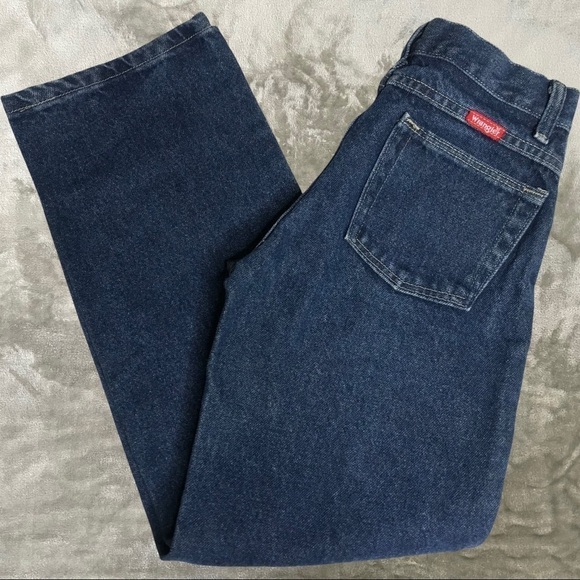 Wrangler Medium Dark Straight Leg Jeans Adjustable Waist Size 12 Slim - Picture 5 of 9